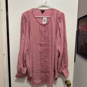 NWT Torrid pink button down blouse